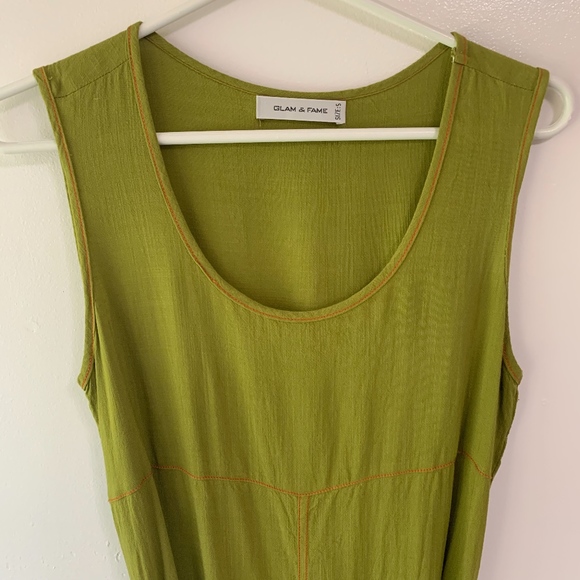 Sleeveless Glam and Fame Olive Green Tasle Dress - Picture 2 of 4